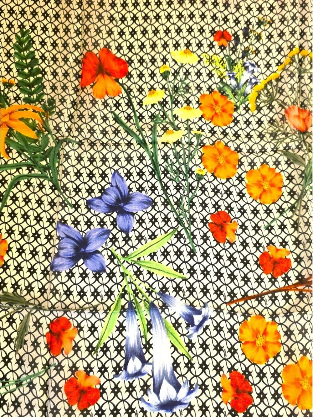 NWT Anthropologie Maeve Flora Silk Square Scarf Orange Geometric Botanical 36